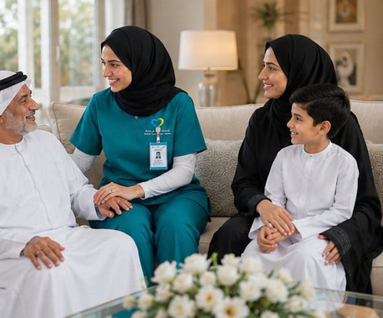Physician consulting with a patient during a home visit